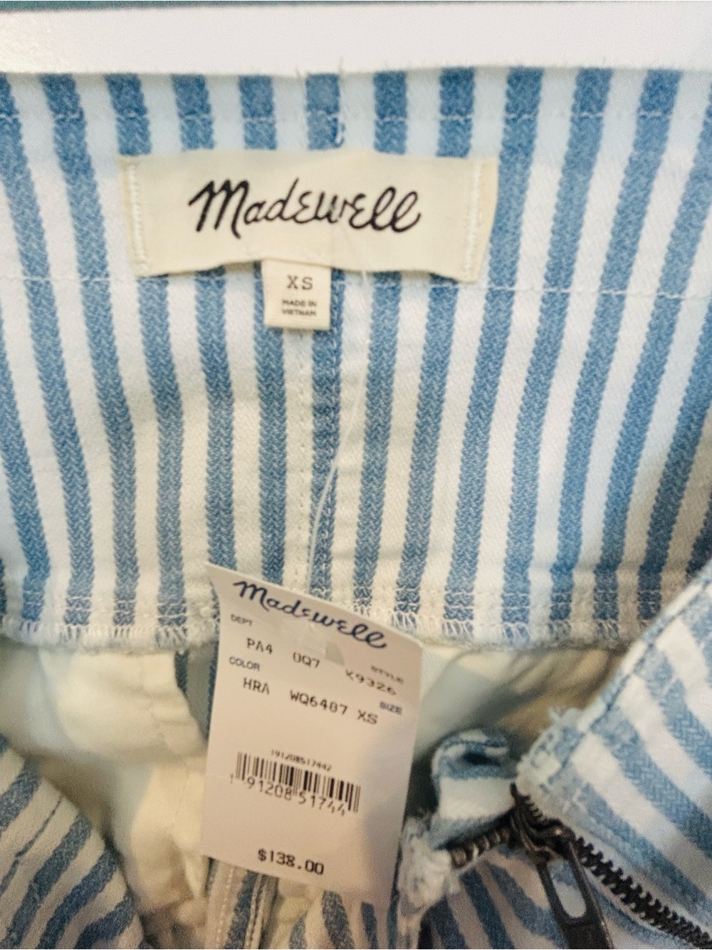 NEW XS Madewell Tie-Strap Overalls Railroad Stripe Light Blue Jumpsuit Denim NWT - Picture 6 of 6